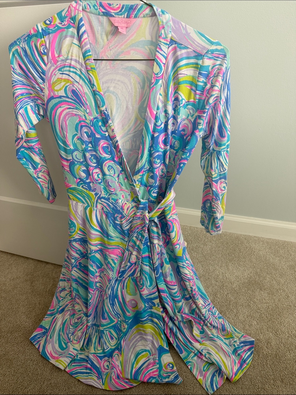 Lilly Pulitzer Blue Pink Green Multicolor Wrap Dress